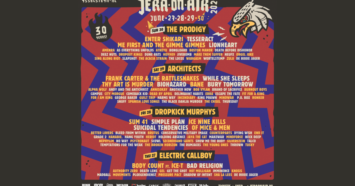 Nieuwe namen Jera On Air: o.a. Tusky, Bongloard, en Escape The Fate naar Ysselsteyn!